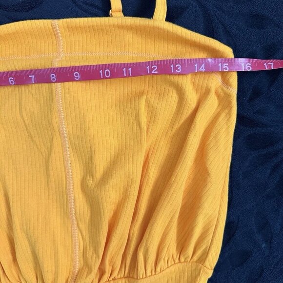 Free People Small Marissa Orange Tangerine Square Neck Thong Bodysuit Straps NWT - Picture 10 of 11